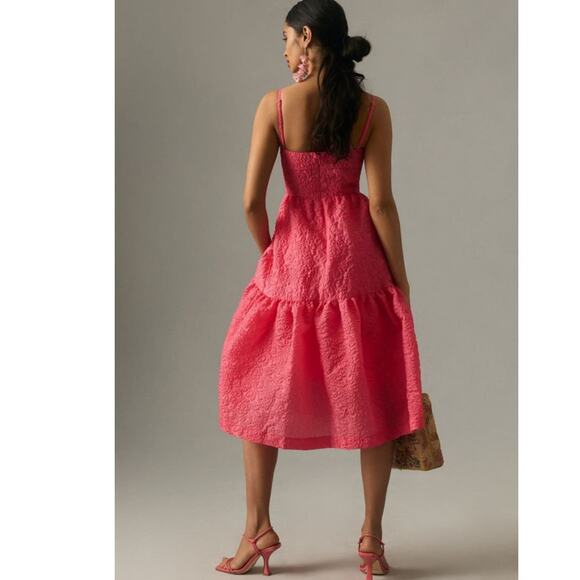 NWOT - Anthropologie Hutch Tiered Corset Dress SIZE 10 Red Rouge/Deep Pink - Picture 2 of 5